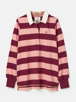 Sammie Pink & Red Striped Heavyweight Cotton Rugby Shirt<Joules Sale
