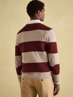Seymour Burgundy & Cream Knitted Rugby Shirt<Joules Clearance