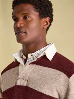 Seymour Burgundy & Cream Knitted Rugby Shirt<Joules Clearance