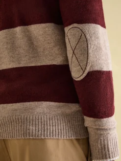 Seymour Burgundy & Cream Knitted Rugby Shirt<Joules Clearance
