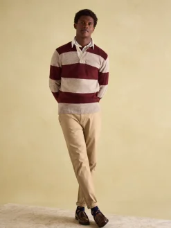 Seymour Burgundy & Cream Knitted Rugby Shirt<Joules Clearance