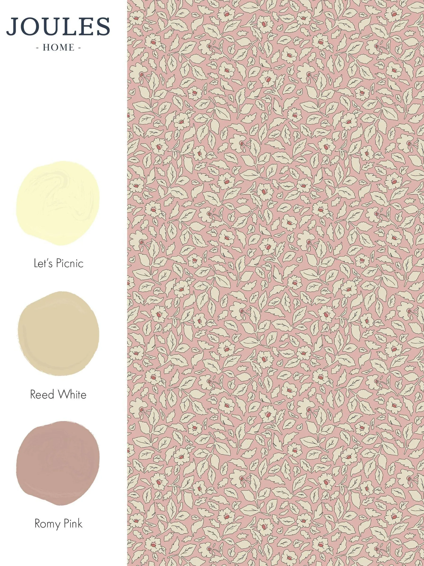 Soft Pink Ditsy Floral Print 10M Wallpaper<Joules Outlet