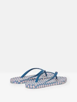 Sunvale Blue Floral Printed Flip Flops<Joules Hot