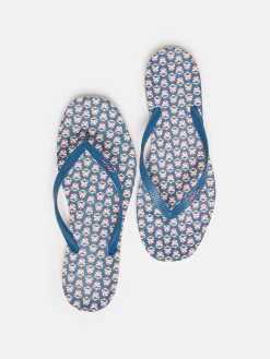 Sunvale Blue Floral Printed Flip Flops<Joules Hot
