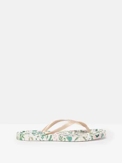 Sunvale Cream Floral Printed Flip Flops<Joules Hot