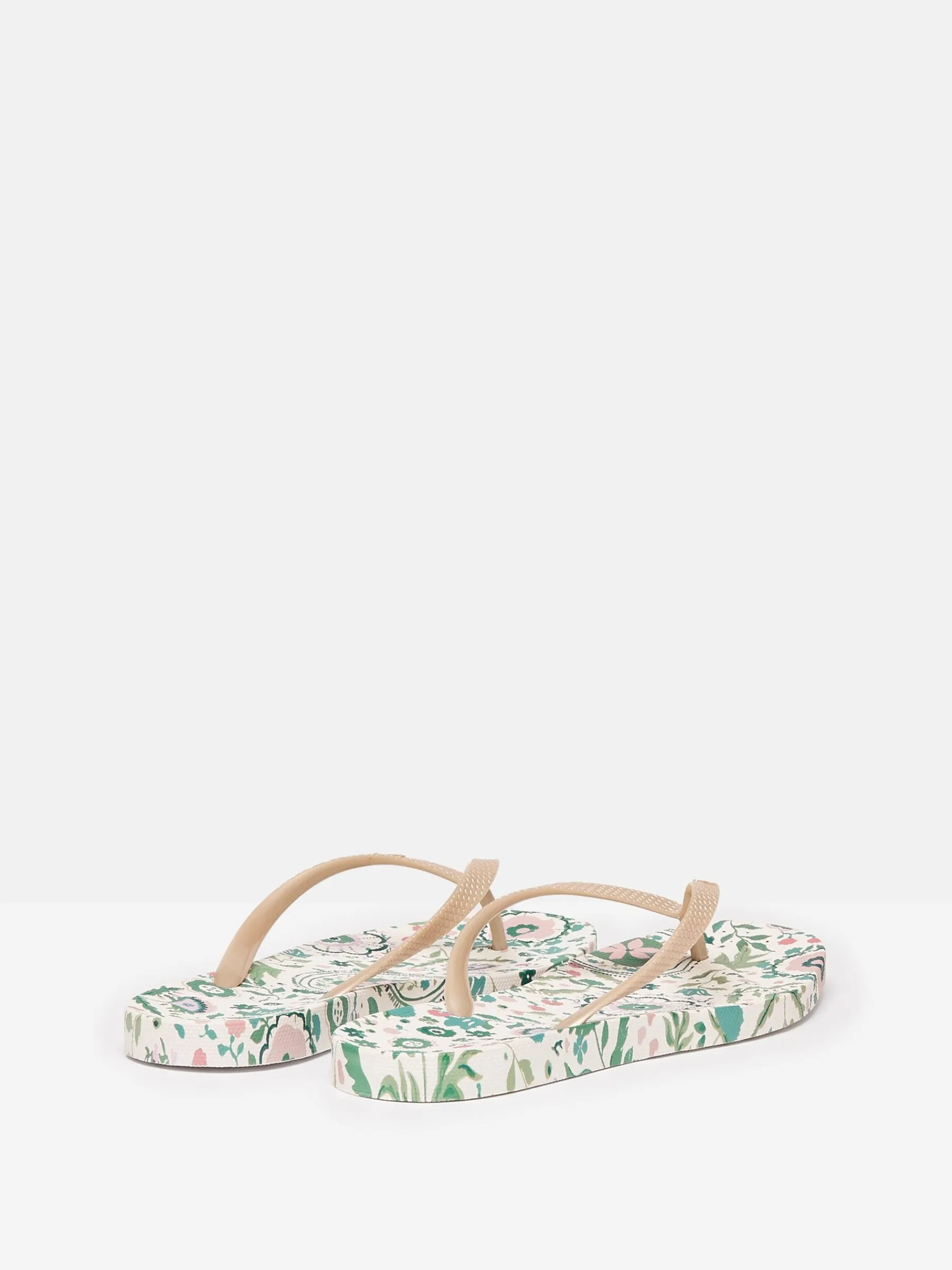 Sunvale Cream Floral Printed Flip Flops<Joules Hot