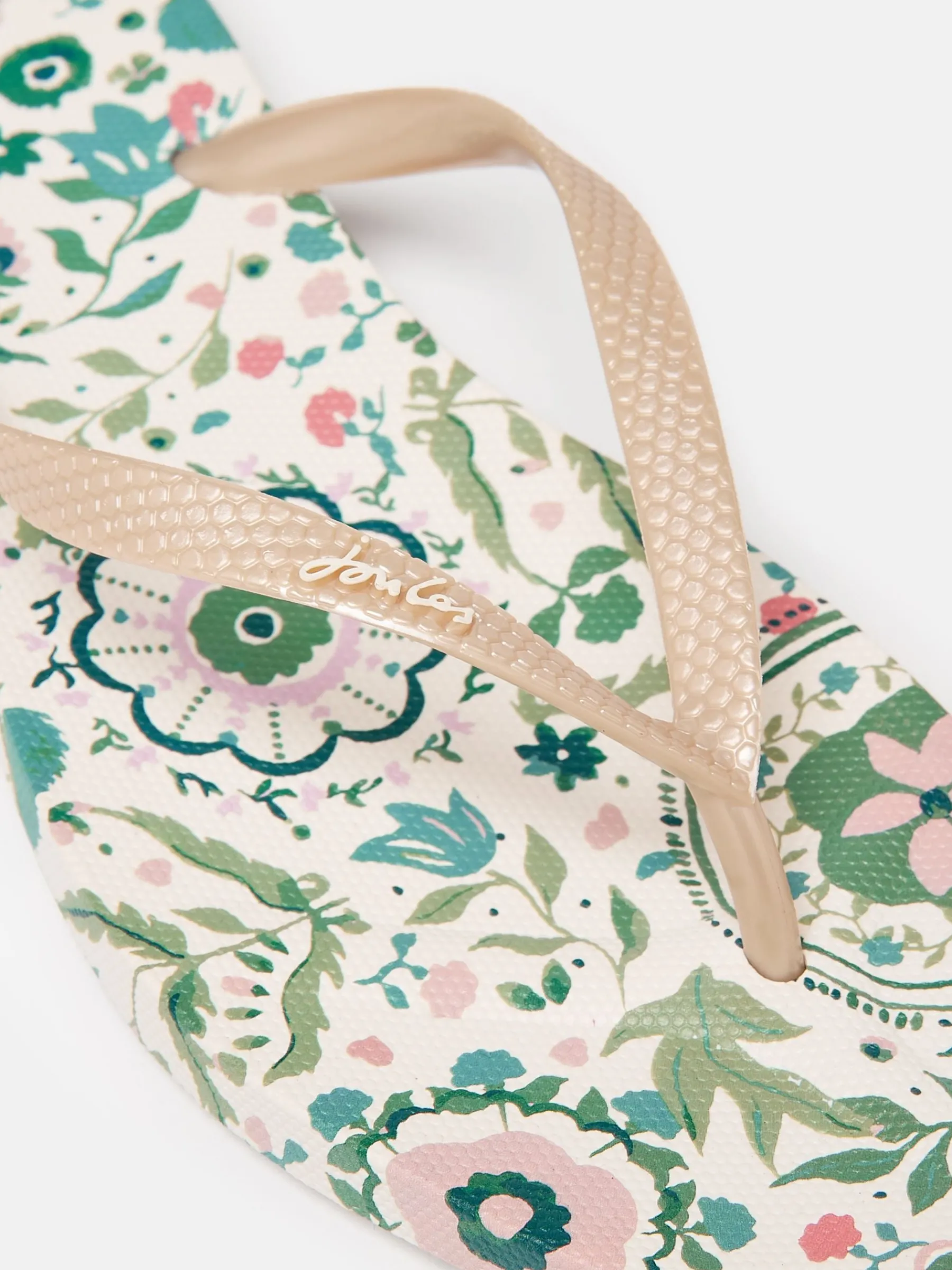 Sunvale Cream Floral Printed Flip Flops<Joules Hot
