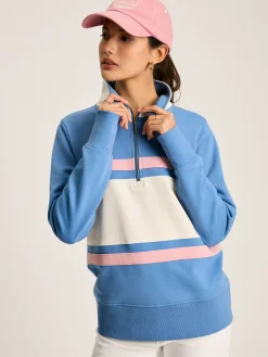 Tadley Blue & White Quarter Zip Sweatshirt<Joules New