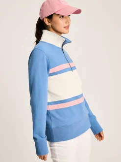 Tadley Blue & White Quarter Zip Sweatshirt<Joules New