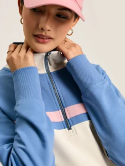 Tadley Blue & White Quarter Zip Sweatshirt<Joules New