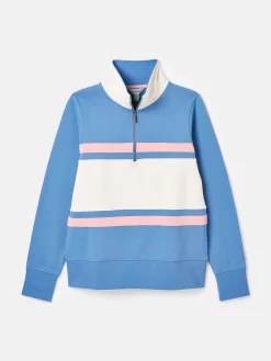 Tadley Blue & White Quarter Zip Sweatshirt<Joules New