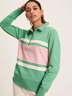 Tadley Green & Pink Quarter Zip Sweatshirt<Joules Hot