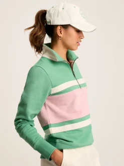 Tadley Green & Pink Quarter Zip Sweatshirt<Joules Hot