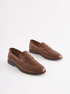 Tan Brown Leather Weave Loafers<Joules Best