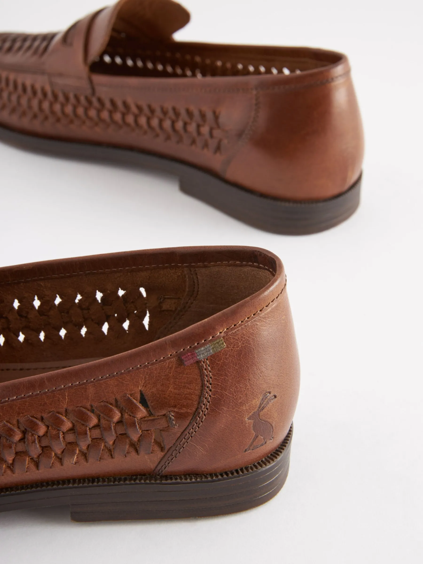 Tan Brown Leather Weave Loafers<Joules Best