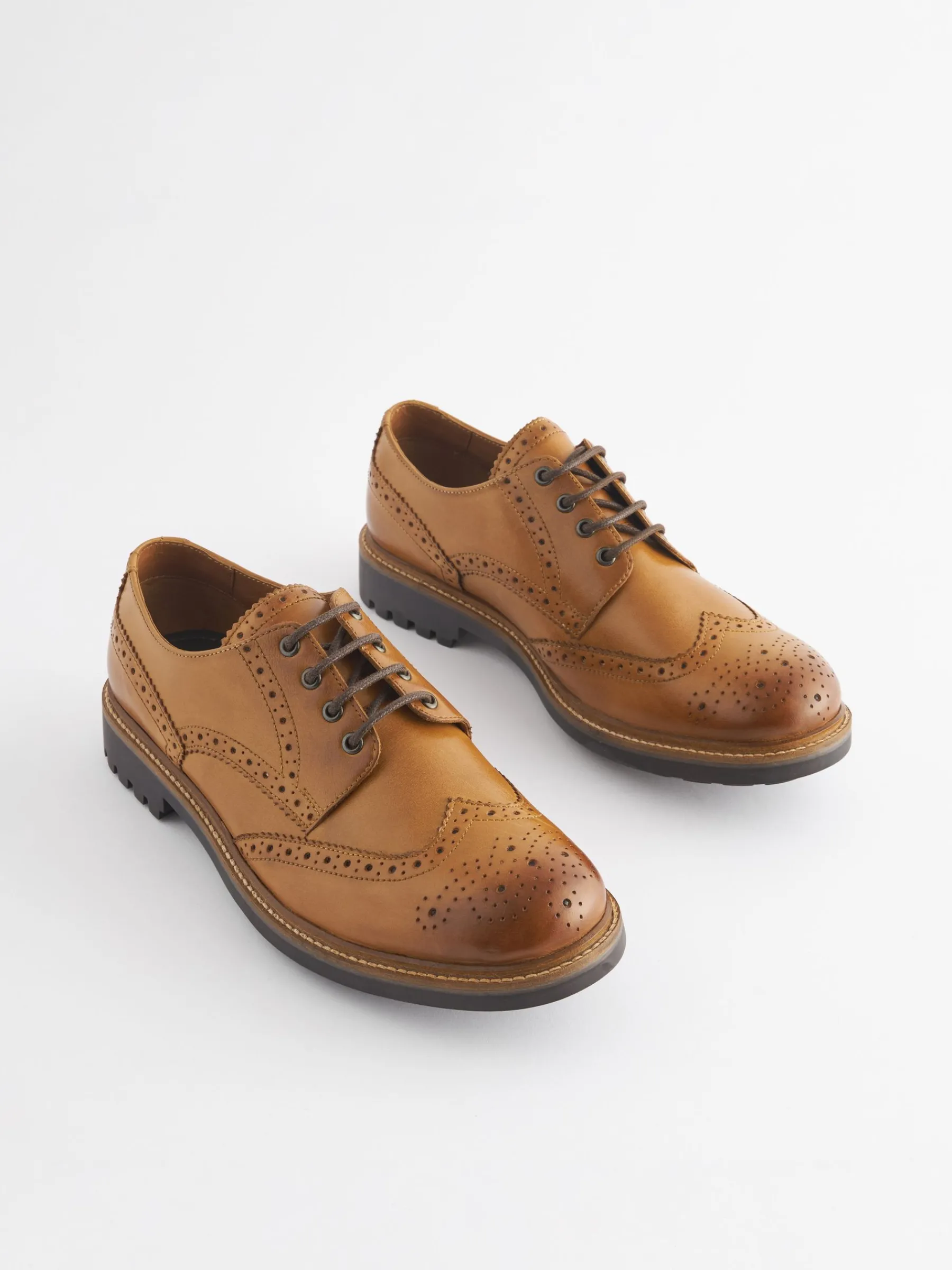 Tan Leather Cleated Brogues<Joules New