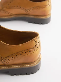 Tan Leather Cleated Brogues<Joules New