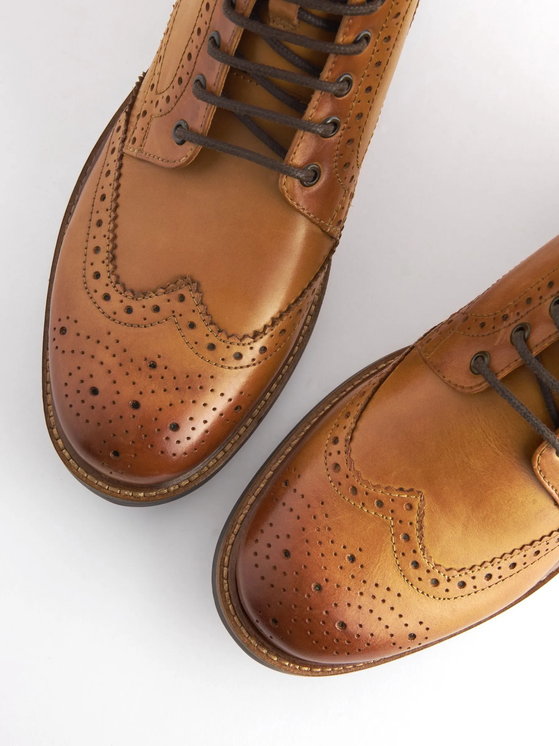 Tan Leather Cleated Brogue Boots<Joules Best