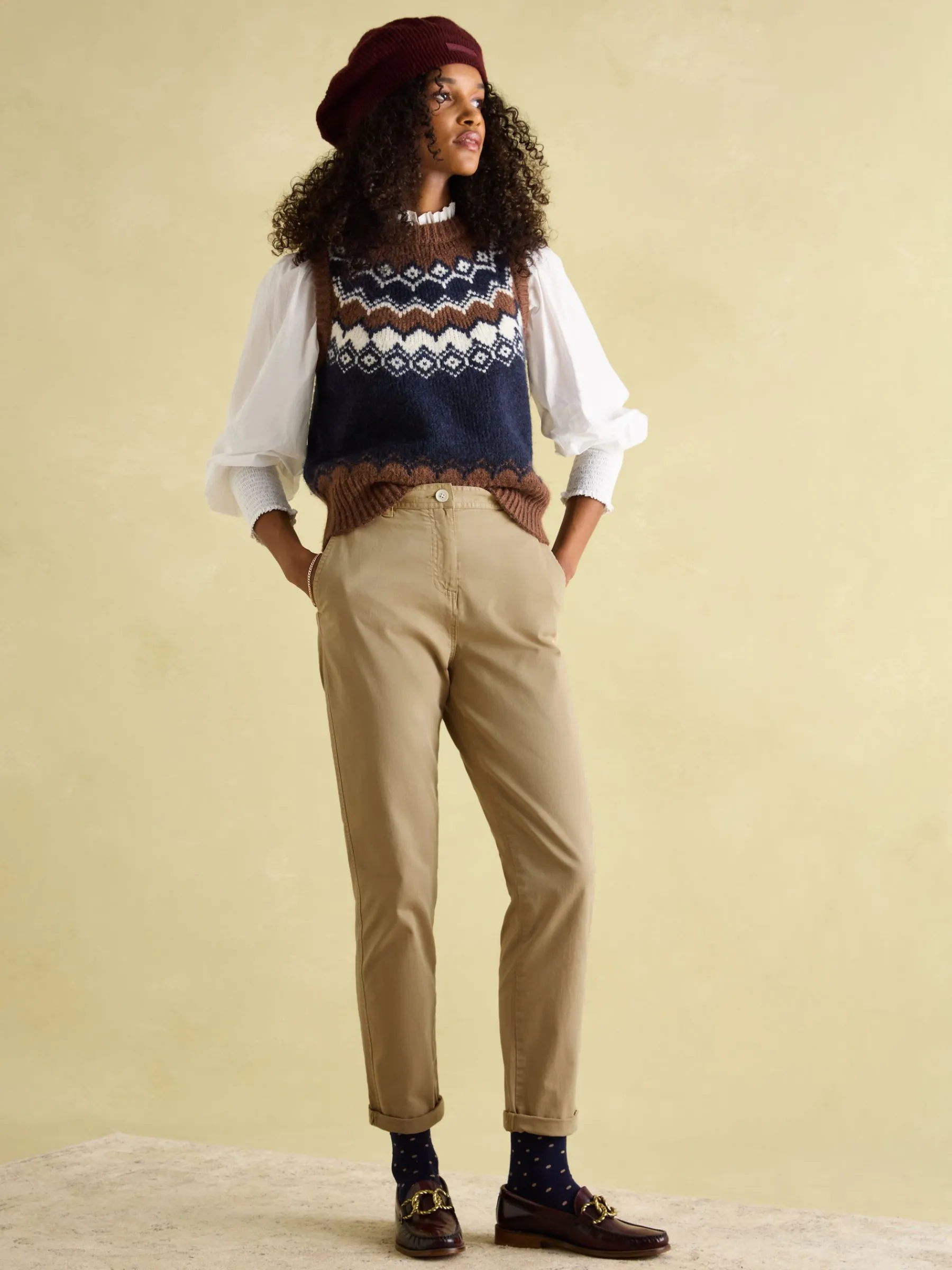 Tan Stone Slim Fit Chino Trousers<Joules
