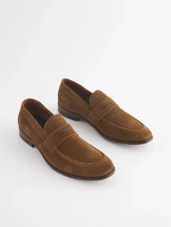 Tan Suede Penny Loafers<Joules