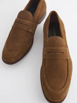 Tan Suede Penny Loafers<Joules