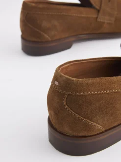Tan Suede Penny Loafers<Joules
