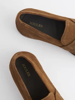 Tan Suede Penny Loafers<Joules