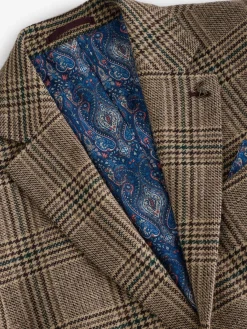Taupe Brown Slim Fit Check Blazer<Joules Best