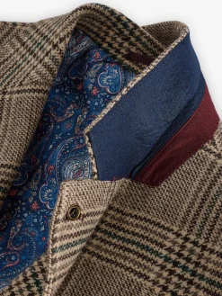 Taupe Brown Slim Fit Check Blazer<Joules Best