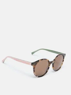 Tortoiseshell Print Round Rimmed Sunglasses<Joules