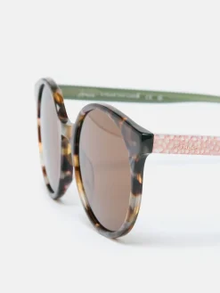 Tortoiseshell Print Round Rimmed Sunglasses<Joules