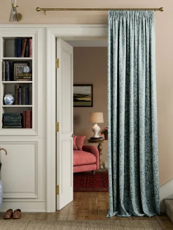 Twilight Ditsy Set of 2 Duck Egg Blackout Pencil Pleat Curtains<Joules New