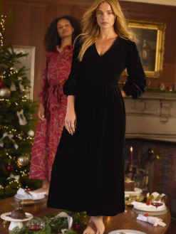 Vanessa Velvet Shirred Dress<Joules Outlet