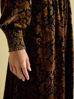Vanessa Velvet Shirred Dress<Joules Clearance