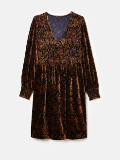 Vanessa Velvet Shirred Dress<Joules Clearance