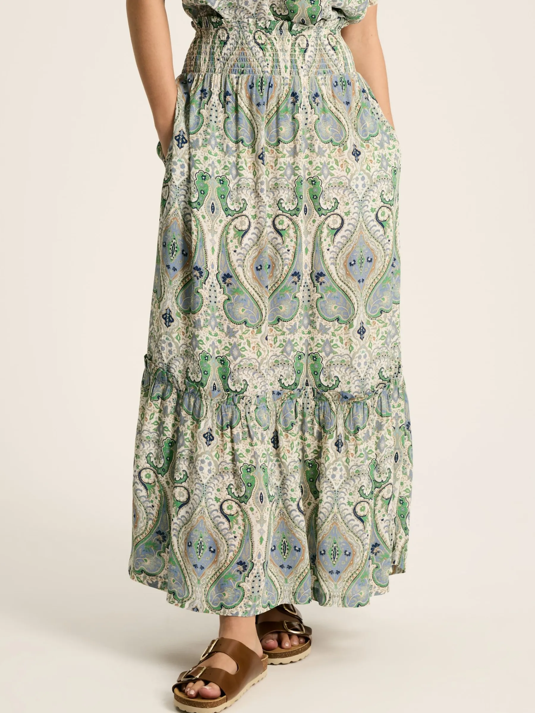 Verity Blue & Green Tiered Skirt<Joules Online