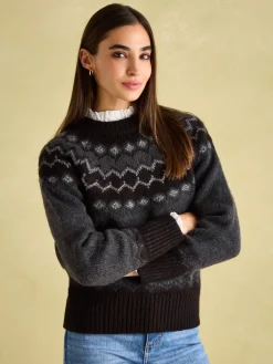 Victoria Charcoal Grey Fair Isle Jumper<Joules New