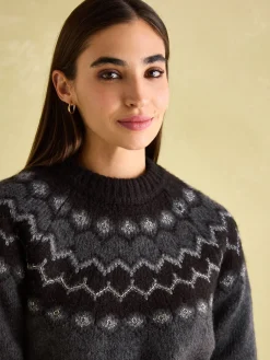 Victoria Charcoal Grey Fair Isle Jumper<Joules New