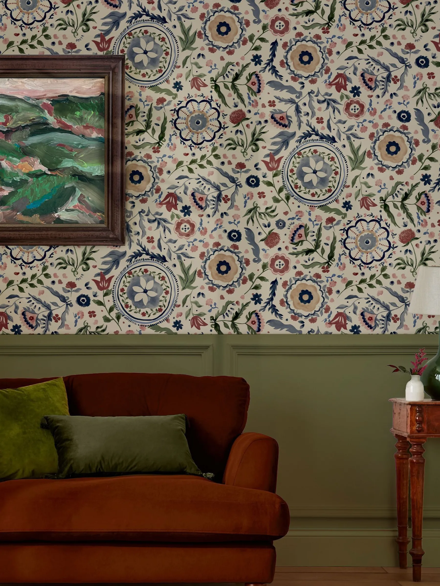 Festival Flowers Antique 10M Wallpaper<Joules Online