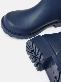 Wistow Navy Blue Adjustable Mid Calf Wellies<Joules