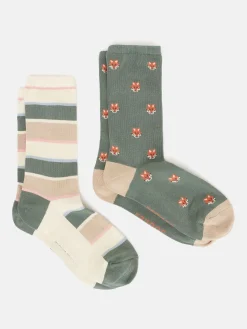 Women's Everyday 2 Pack Socks (size 4-8)<Joules Sale