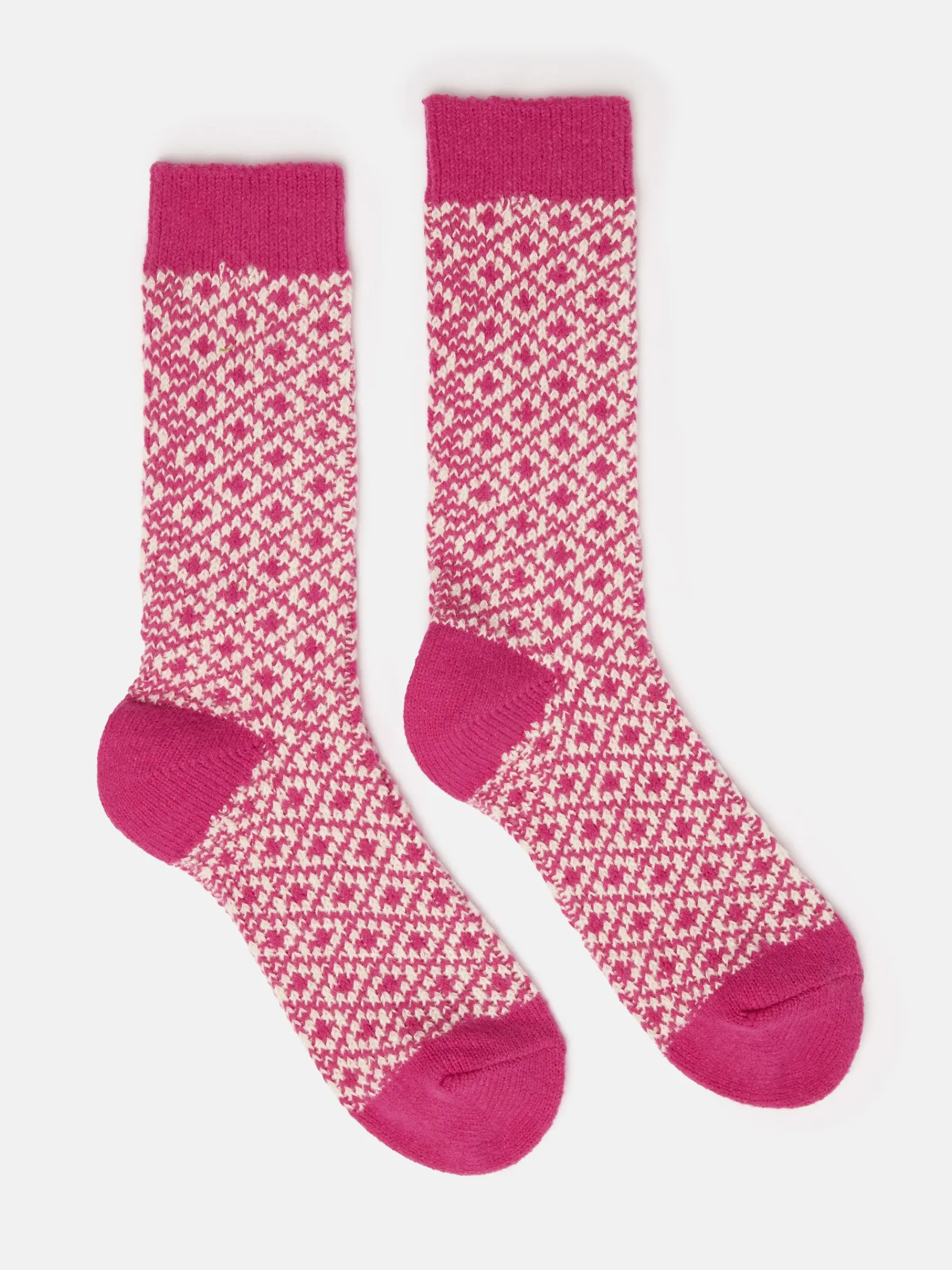 Women's Toasty Bright Pink Cosy Geometric Socks (size 4-8)<Joules Outlet