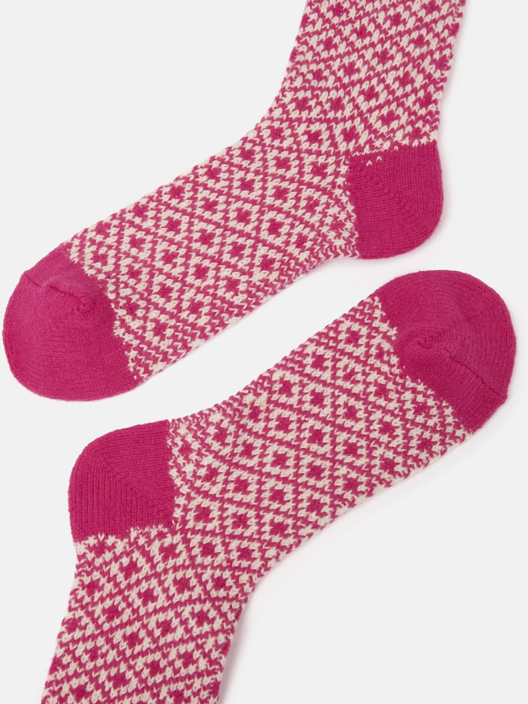 Women's Toasty Bright Pink Cosy Geometric Socks (size 4-8)<Joules Outlet
