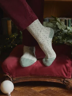 Women's Toasty Khaki Green Cosy Geometric Socks (size 4-8)<Joules Sale