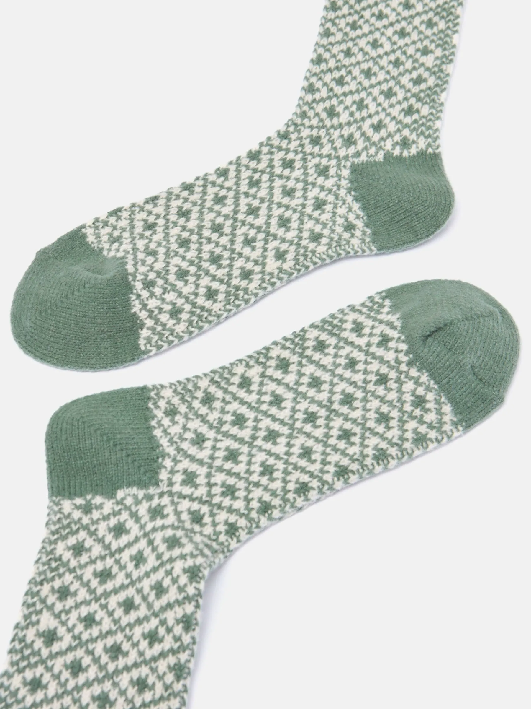 Women's Toasty Khaki Green Cosy Geometric Socks (size 4-8)<Joules Sale