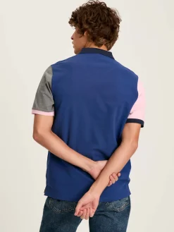 Woody Blue Colour Block Regular Fit Cotton Pique Polo Shirt<Joules Sale