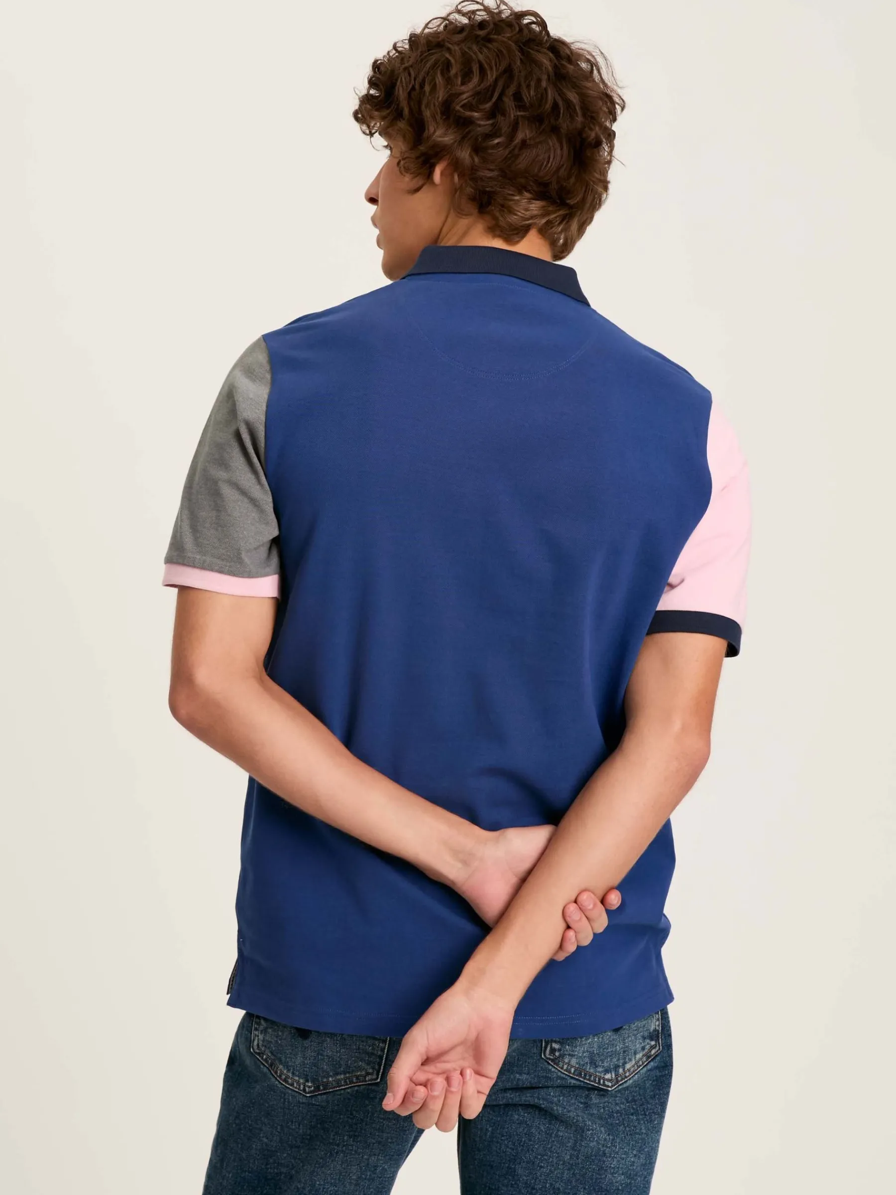 Woody Blue Colour Block Regular Fit Cotton Pique Polo Shirt<Joules Sale