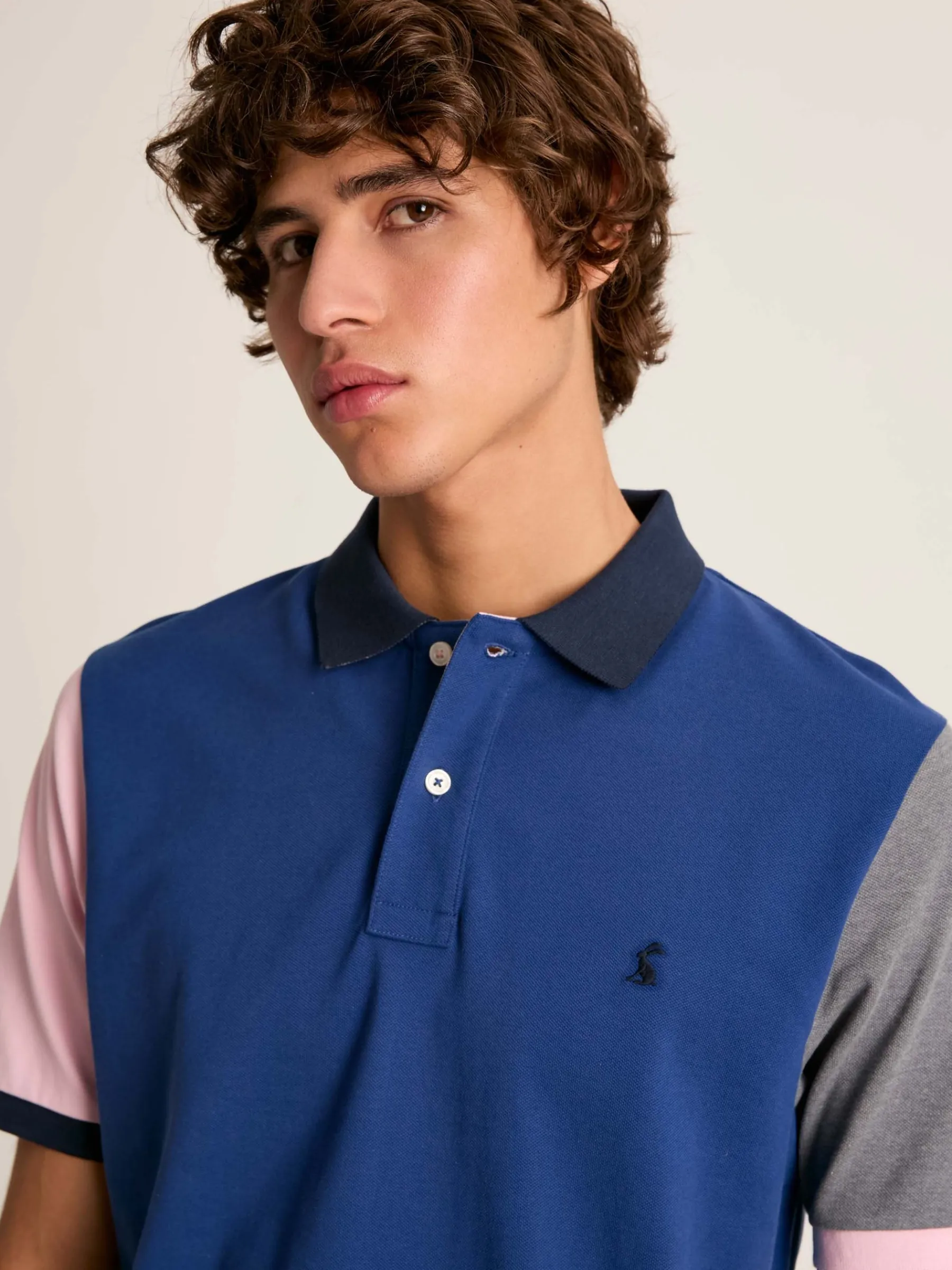 Woody Blue Colour Block Regular Fit Cotton Pique Polo Shirt<Joules Sale