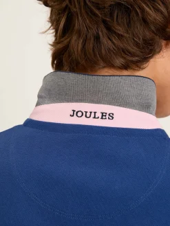 Woody Blue Colour Block Regular Fit Cotton Pique Polo Shirt<Joules Sale