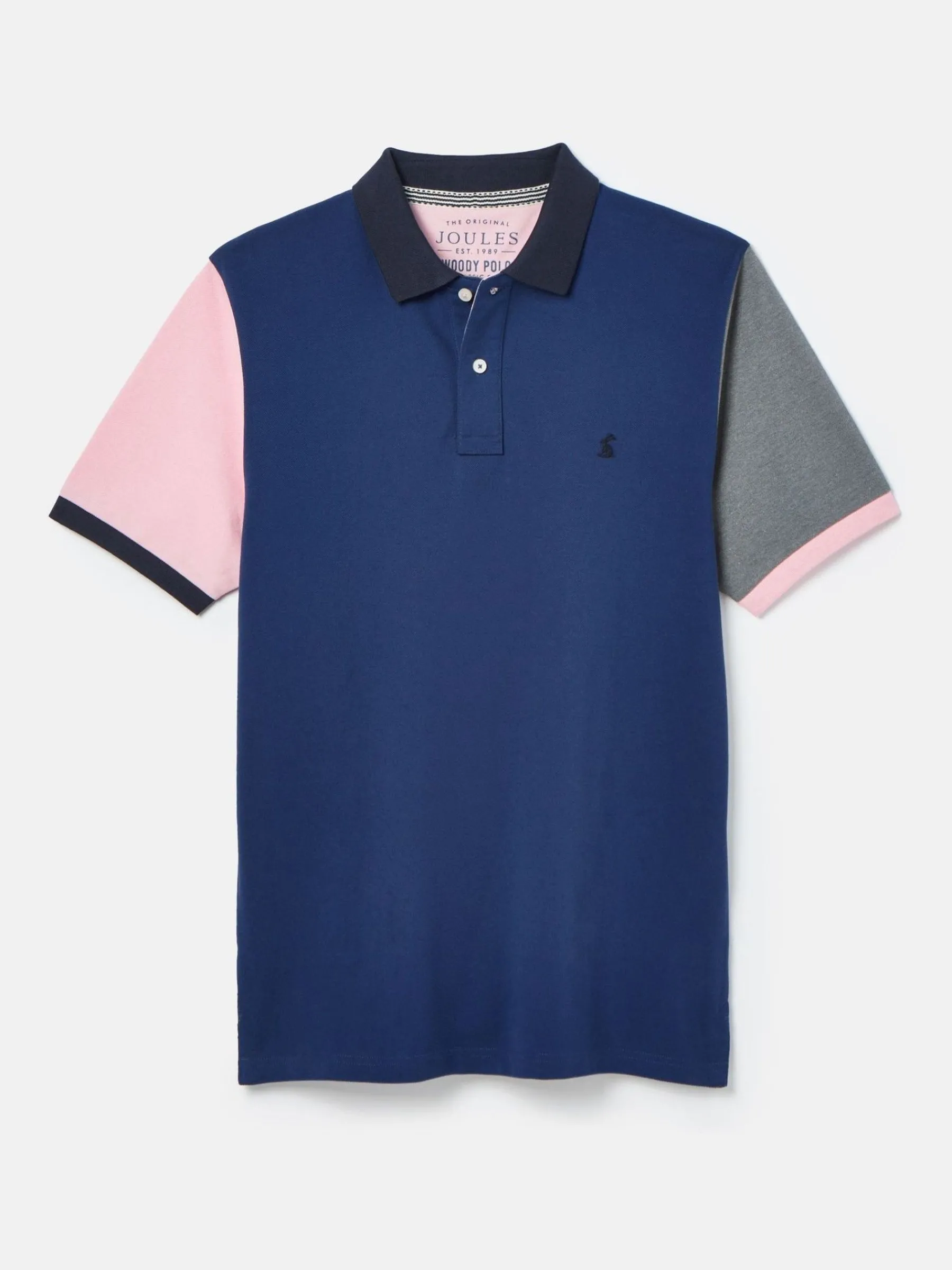 Woody Blue Colour Block Regular Fit Cotton Pique Polo Shirt<Joules Sale